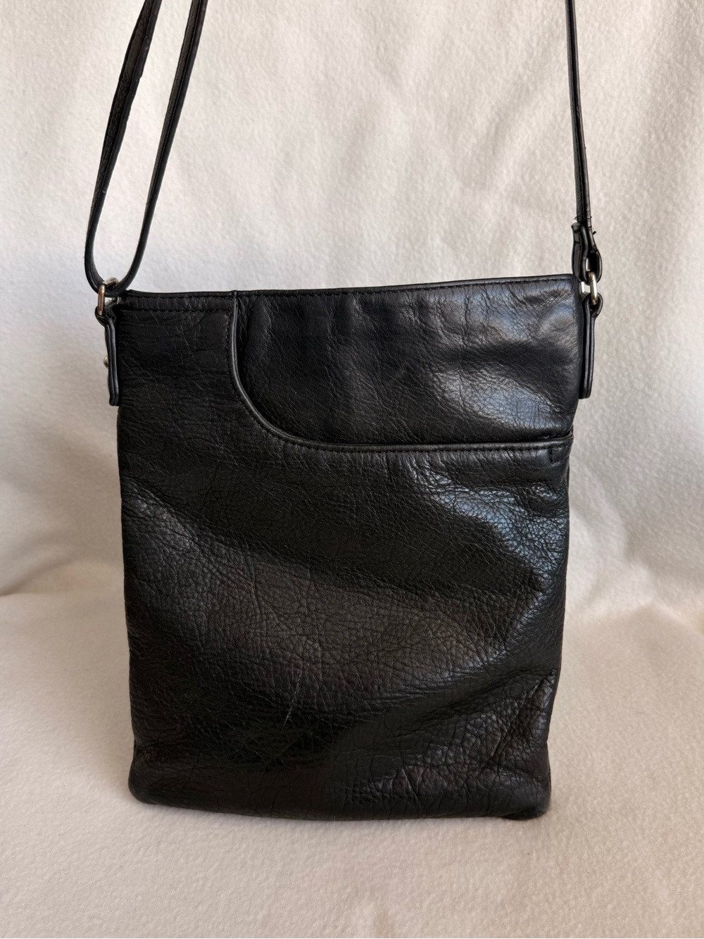 margot Black Leather Crossbody Bag